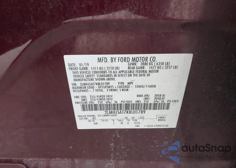 2019 Lincoln Mkt Reserve из США, поврежденный, VIN 2LMHJ5AT7KBL01789